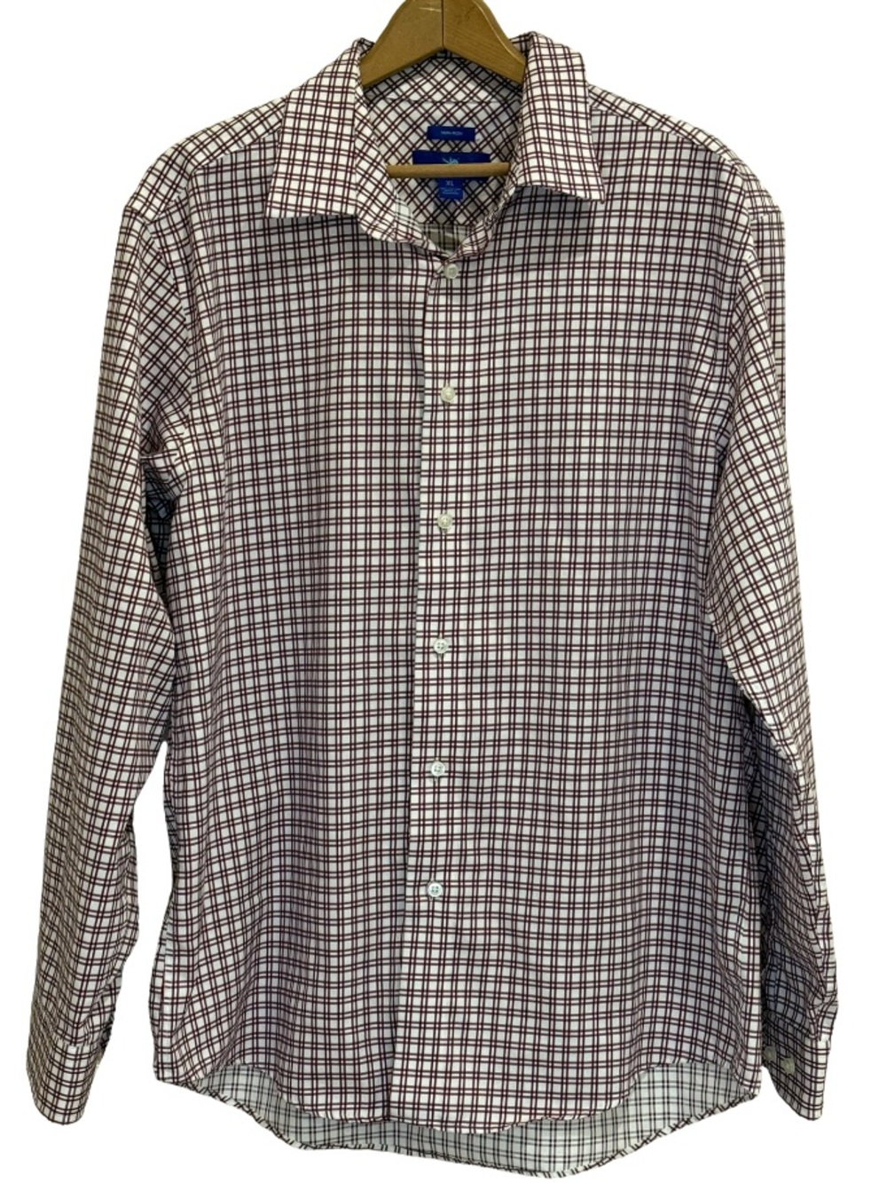 Egara Red Navy Plaid Button-Down Non-Iron Cotton Mens XL Men’s Wearhouse